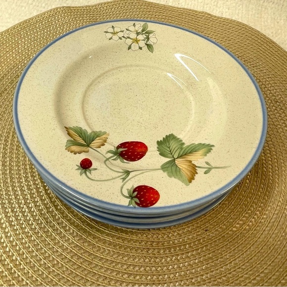 SAVOIR VIVRE LUSCIOUS JJ 017 plus (4) Saucer Fruit & vines w/Blue Trim Serveware - Picture 5 of 6